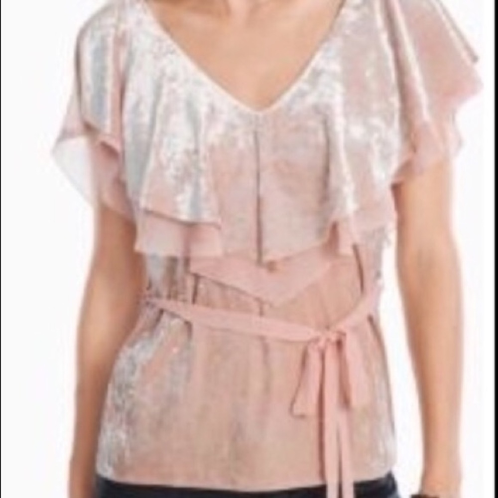 Beautiful and feminine WHBM velvet ruffle top